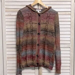 Dress Barn Knit Button Up Hooded Sweater Women’s L PRICE FIRM